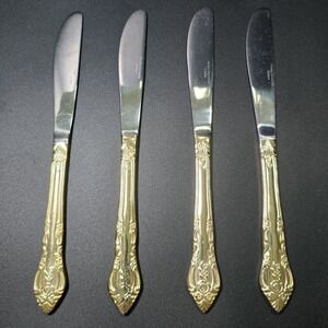 Vintage Hampton Silversmith Versailles Gold Plated Dinner Knives Set Of 4